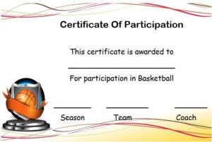 Basketball Certificate Of Participation Template With Professional Basketball Certificate Template
