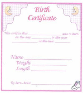 Bc3 Pink Baby Reborn Doll Birth Certificates | Birth Within Printable Baby Doll Birth Certificate Template
