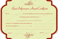 Best Performance Award Certificate 10 Word Layouts Within Professional Best Performance Certificate Template