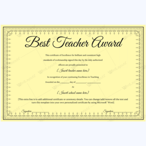 Best Teacher Award 06 Word Layouts | Teacher Awards, Award Pertaining To Quality Best Teacher Certificate Templates Free