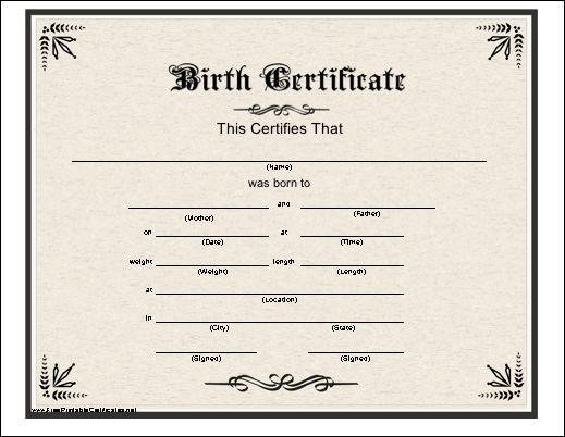 Birth Certificate Printable Certificate | Birth Certificate In Editable Birth Certificate Template