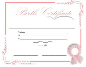 Birth Certificate Printable Certificate | Birth Certificate Throughout Printable Baby Doll Birth Certificate Template