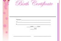 Birth Certificate Printable Certificate | Birth Certificate With Girl Birth Certificate Template