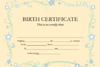 Birth Certificate Templates 14 Free Templates In Ms Word Pertaining To Quality Birth Certificate Template For Microsoft Word