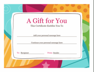 Birthday Gift Certificate (Bright Design) Intended For Fillable Gift Certificate Template Free