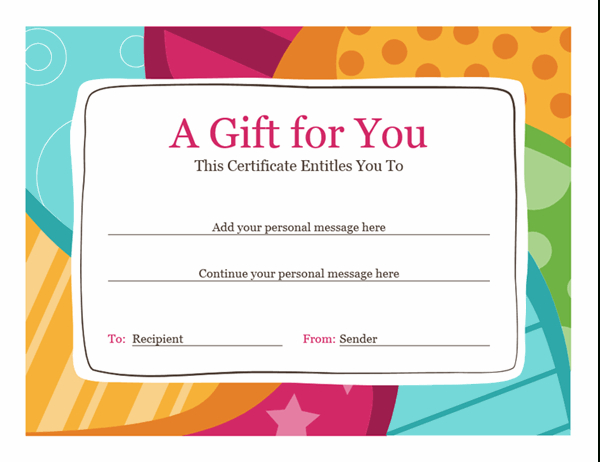 Birthday Gift Certificate (Bright Design) Pertaining To Microsoft Gift Certificate Template Free Word