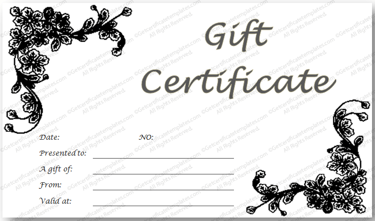 Black Flowery Gift Certificate Template In 2020 | Free Gift Regarding Professional Black And White Gift Certificate Template Free