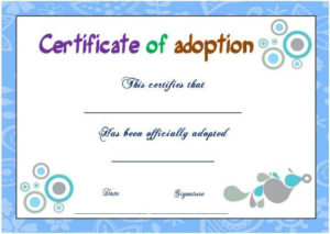 Blank Adoption Certificate | Adoption Certificate Within Blank Adoption Certificate Template