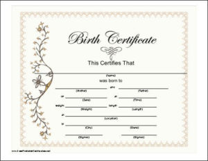 Blank Birth Certificate | Pretty Pink Bordered Birth With Regard To Free Birth Certificate Fake Template