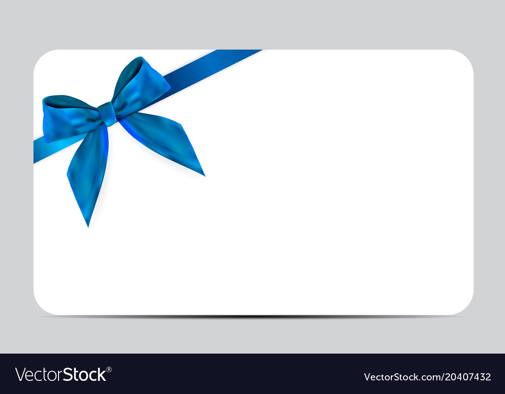 Blank Gift Card Template With Blue Bow And Ribbon Vector Image Pertaining To Professional Present Card Template