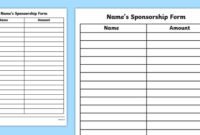 Blank Sponsorship Form Template | Sponsor Sheet Template Inside Sponsor Card Template