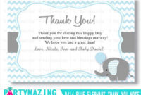 Blue Elephant Thank You Card Printable Gift Note Editable Pertaining To 11+ Template For Baby Shower Thank You Cards