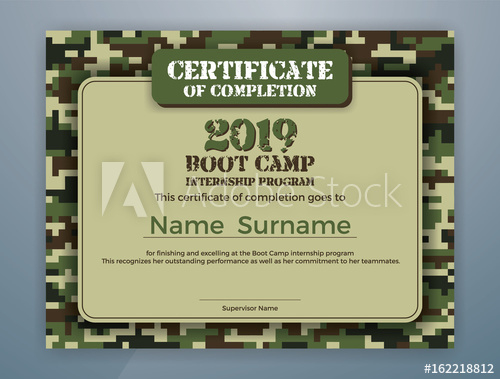 Boot Camp Internship Program Certificate Template Design Inside Printable Boot Camp Certificate Template