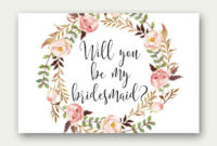 Bridesmaid Printable Will You Be My Bridesmaid Bridesmaid Regarding Will You Be My Bridesmaid Card Template