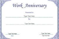 Business Certificate Work Anniversary Certificate Template Pertaining To Anniversary Certificate Template Free