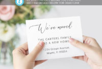 Calligraphy We'Ve Moved Template, Printable New Home Card Template, Address Announcement Template, Editable Moving Card Template, Templett With Regard To Moving Home Cards Template