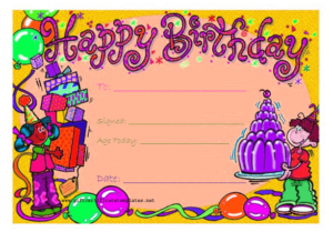 Candy Birthday Gift Certificate Template With Kids Gift Intended For Kids Gift Certificate Template