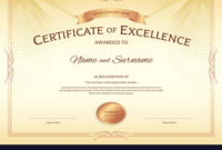 Certificate Excellence Template With Award Vector Image Pertaining To Award Of Excellence Certificate Template