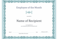 Certificate For Employee Of The Month (Blue Chain Design) Inside Employee Of The Month Certificate Template With Picture