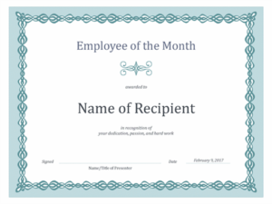 Certificate For Employee Of The Month (Blue Chain Design) Throughout Employee Of The Month Certificate Template