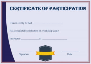 Certificate For Participation In Workshop Template Regarding Professional Certificate Of Participation In Workshop Template