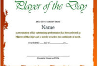 Certificate For Player Of The Day | Certificate Templates Throughout Best Player Of The Day Certificate Template