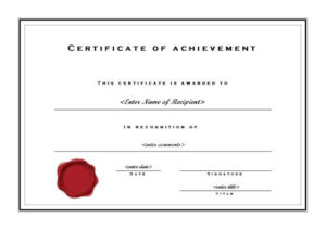 Certificate Of Achievement 002 Regarding Printable Certificate Of Achievement Template Word