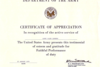 Certificate Of Achievement Army Template (1) Templates In Army Certificate Of Appreciation Template