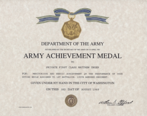 Certificate Of Achievement Army Template Army Achievement Inside Army Certificate Of Achievement Template