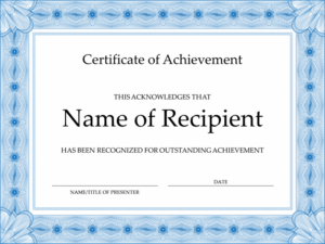 Certificate Of Achievement (Blue) Pertaining To Certificate Of Excellence Template Word