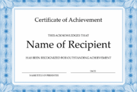 Certificate Of Achievement (Blue) Within Best Word Template Certificate Of Achievement