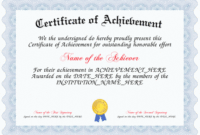 Certificate Of Achievement | Certificate Of Achievement Throughout Word Template Certificate Of Achievement