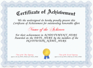 Certificate Of Achievement | Certificate Of Achievement Throughout Word Template Certificate Of Achievement