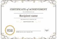 Certificate Of Achievement For Quality Word Certificate Of Achievement Template