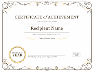 Certificate Of Achievement Pertaining To 11+ Free Printable Certificate Of Achievement Template