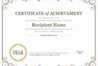 Certificate Of Achievement Pertaining To Quality Certificate Of Accomplishment Template Free