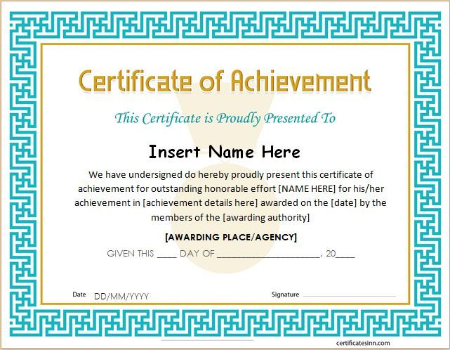 Certificate Of Achievement Template For Ms Word Download A Throughout Quality Word Certificate Of Achievement Template