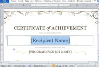 Certificate Of Achievement Template For Word 2013 Throughout Quality Word 2013 Certificate Template
