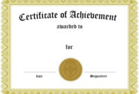 Certificate Of Achievement Within Free Printable Certificate For Quality Blank Certificate Of Achievement Template