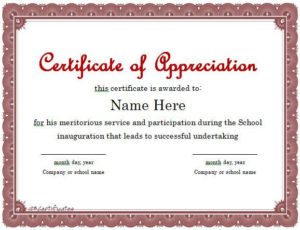 Certificate Of Appreciation 01 | Certificate Of Throughout 11+ Template For Recognition Certificate
