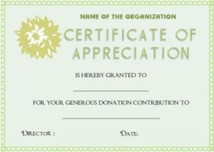 Certificate Of Appreciation For Donation Template With Donation Certificate Template