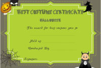Certificate Of Appreciation For Halloween Costume Inside Halloween Costume Certificate Template