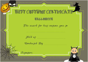 Certificate Of Appreciation For Halloween Costume Inside Halloween Costume Certificate Template