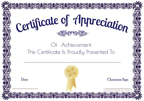 Certificate Of Appreciation Template, Certificate Of Inside Free 