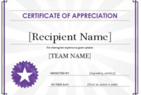 Certificate Of Appreciation Template | Free Sample Templates Intended For Certificates Of Appreciation Template