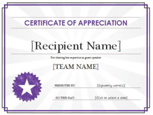Certificate Of Appreciation Template | Free Sample Templates Intended For Certificates Of Appreciation Template