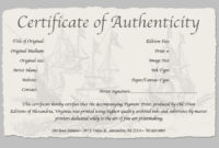 Certificate Of Authenticity Of A Fine Art Print For Professional Certificate Of Authenticity Template