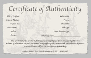 Certificate Of Authenticity Of A Fine Art Print Pertaining To Certificate Of Authenticity Photography Template