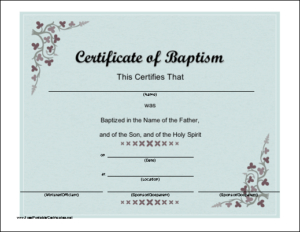 Certificate Of Baptism Printable Certificate | Certificate Inside Quality Baptism Certificate Template Download