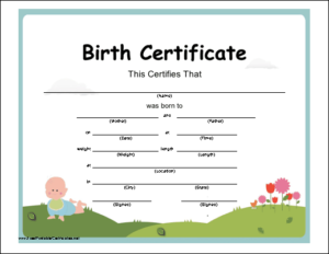 Certificate Of Birth Printable Certificate | Birth Regarding Printable Baby Doll Birth Certificate Template